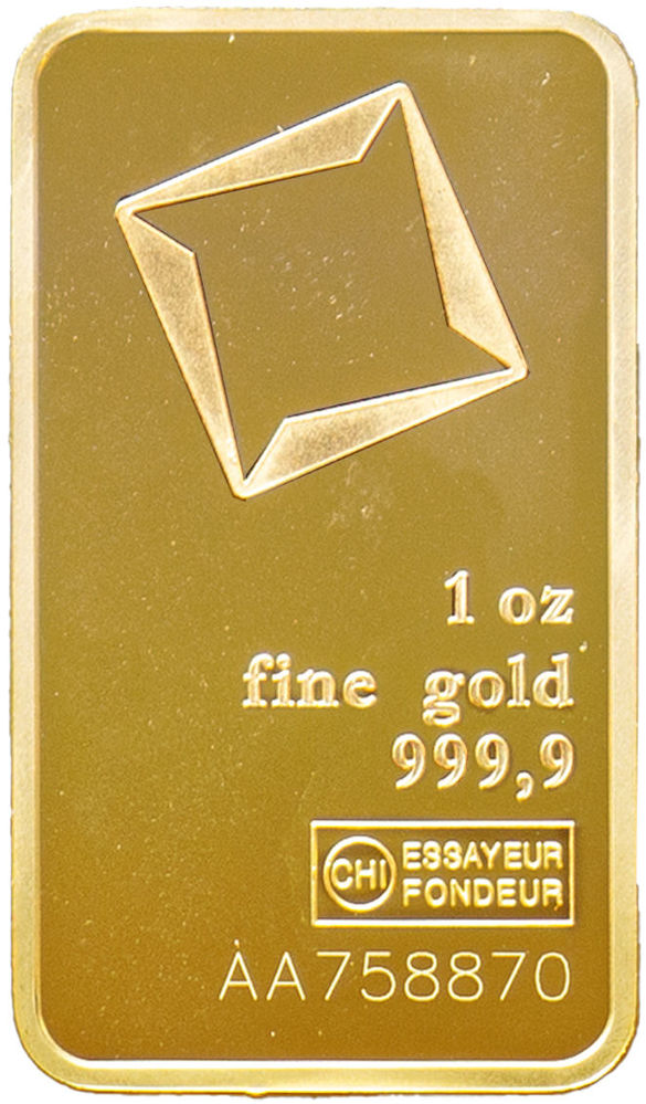 1 oz valcambi gold bar obverse image
