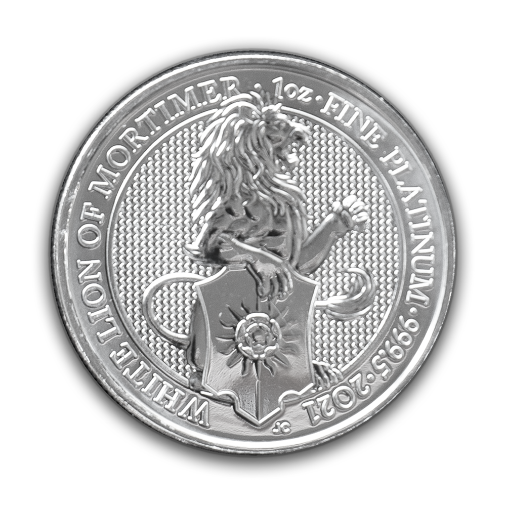 1 oz platinum white lion coin reverse image