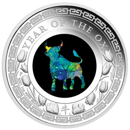 Silver Opal Lunar Coin - Year of the Ox