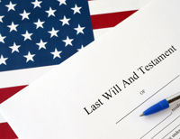 last will and testament with US flag