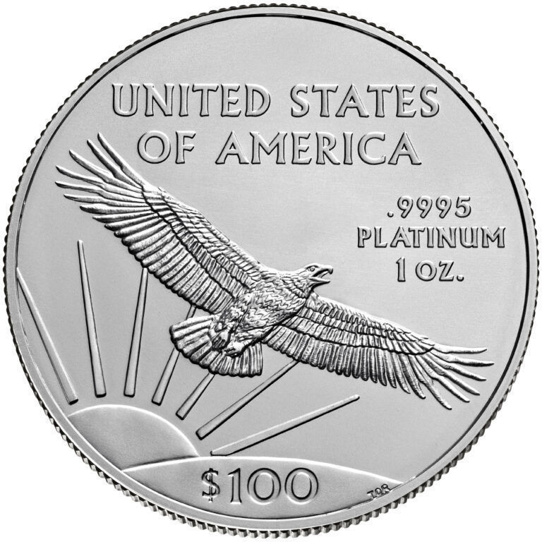 1 oz platinum american eagle coin reverse