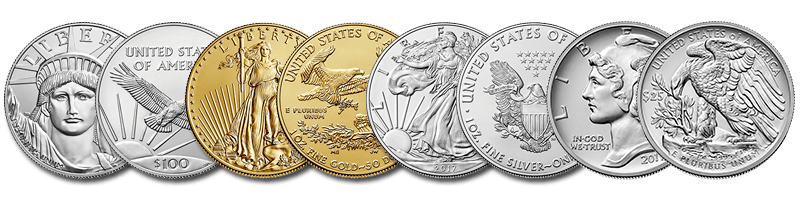 platinum, gold, silver, palladium eagle coins