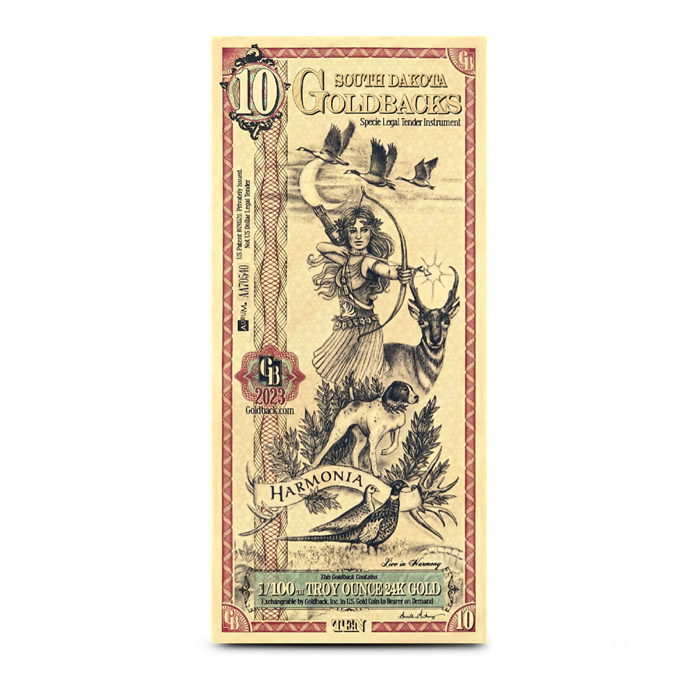 Buy 10 South Dakota Goldback Gold Note (New) | BullionMax ™