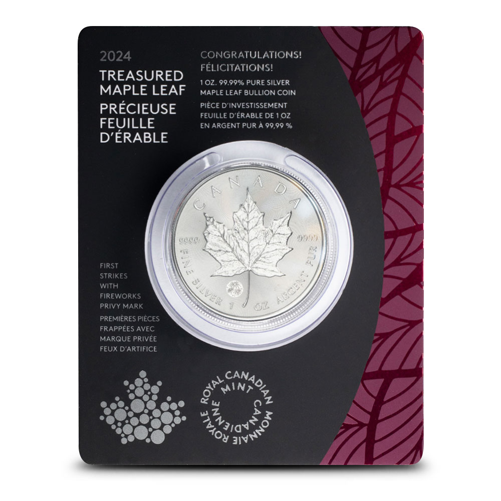 Buy 2024 1 oz Canadian Silver Treasured Maple Leaf Congratulations Privy  Coin (New w/ Assay) | BullionMax ™