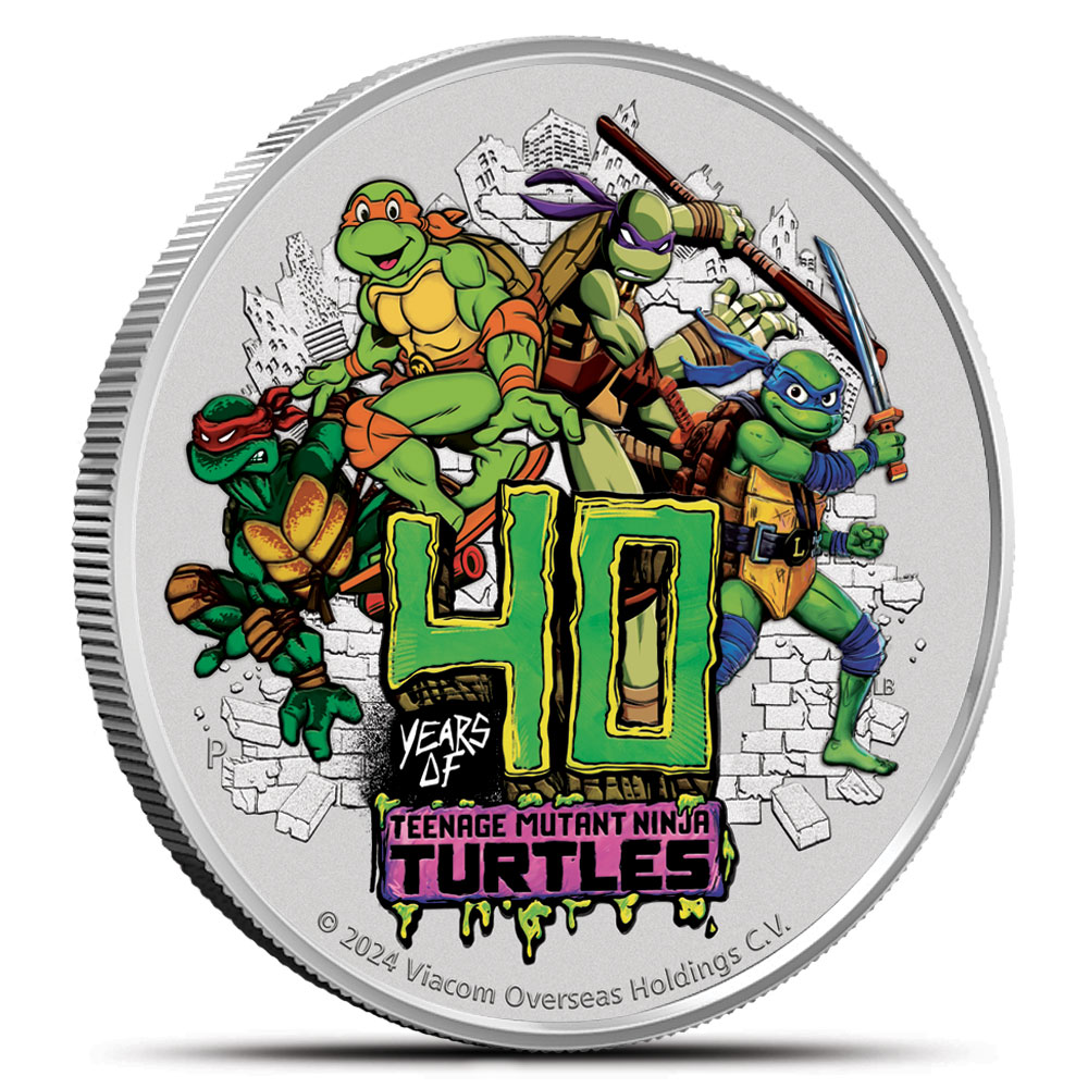 2024 Colorized Tuvalu Silver Teenage Mutant Ninja Turtles 40th