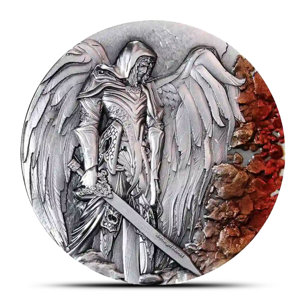 Buy 2025 2 oz Antique Colorized Cameroon Silver Archangel Gabriel