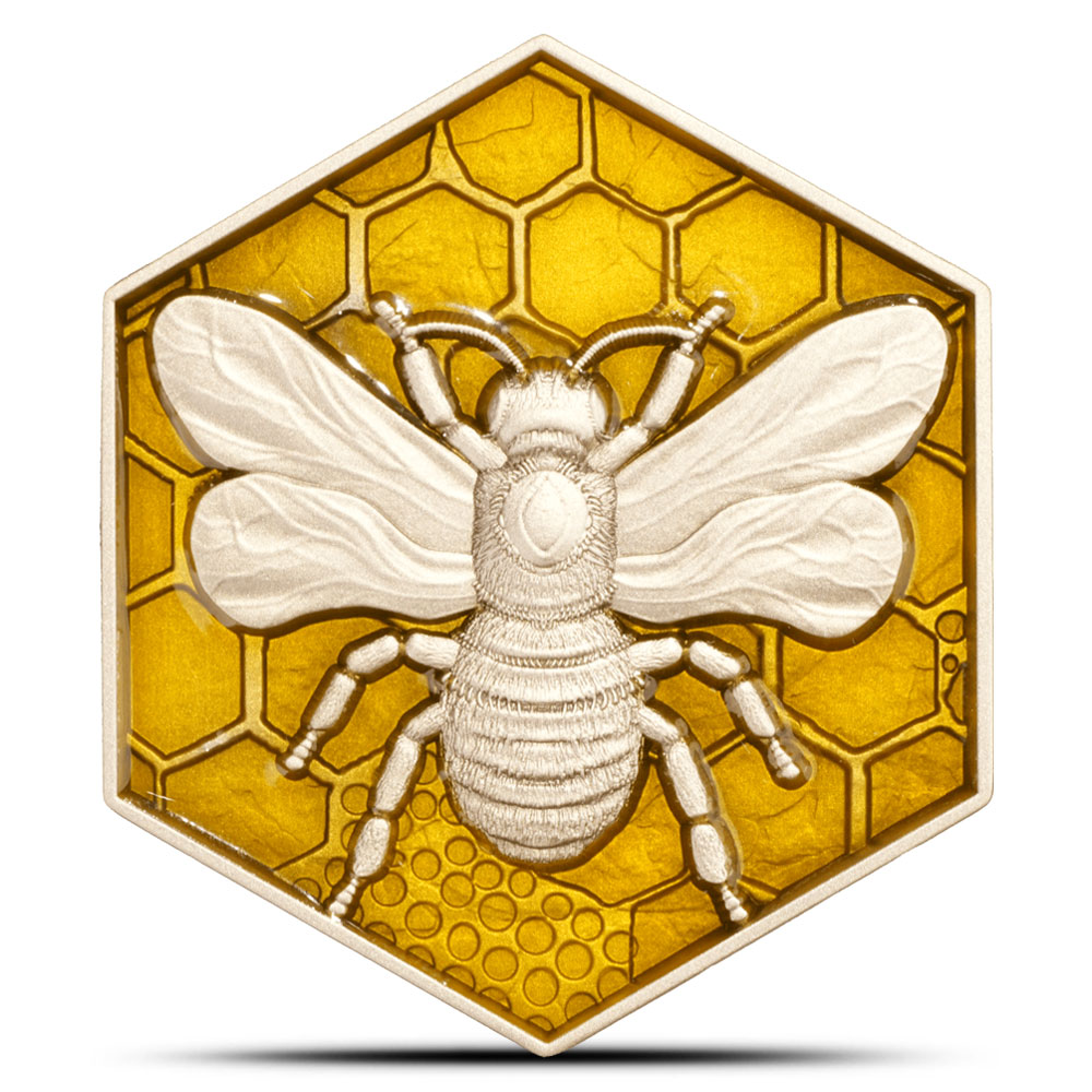 Buy 2025 2 oz Antique Cameroon Silver Honey Bees Coin (Enameled, Box + CoA)  | BullionMax ™