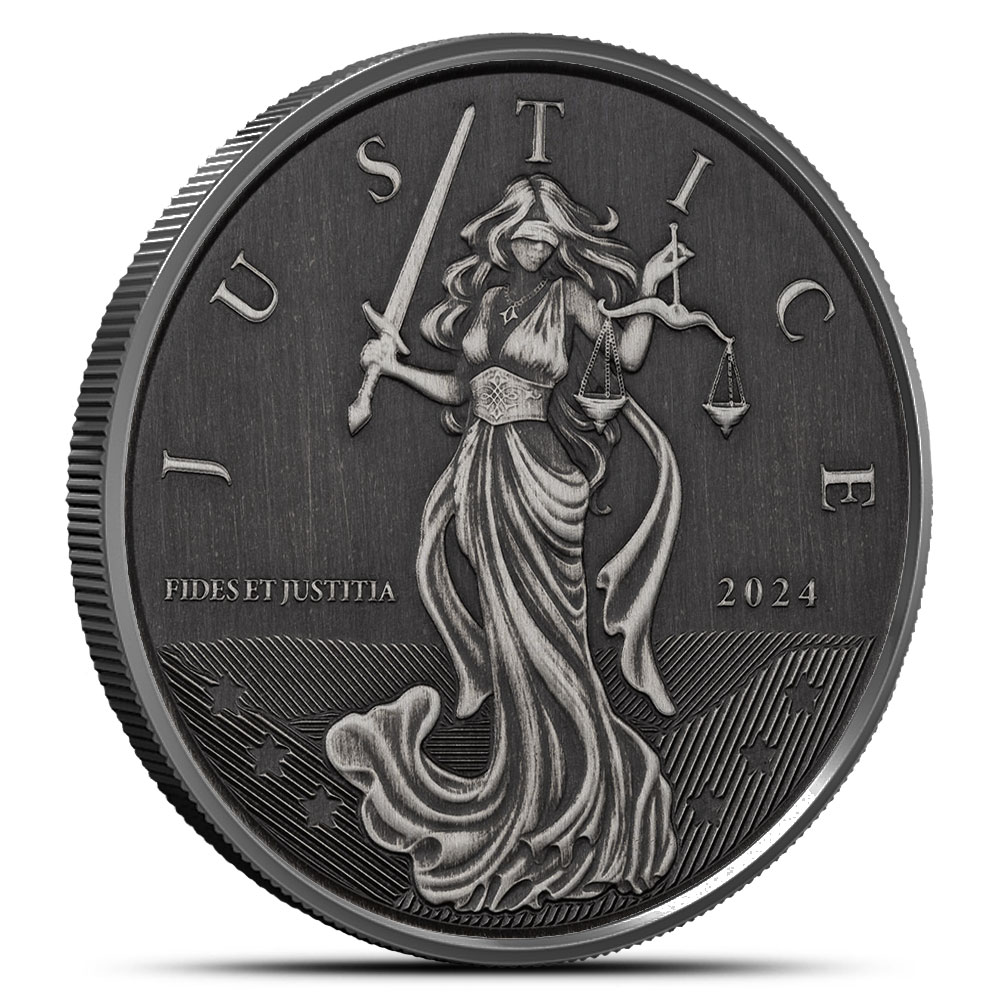 Buy 2024 1 oz Antique Gibraltar Silver Lady Justice Coin