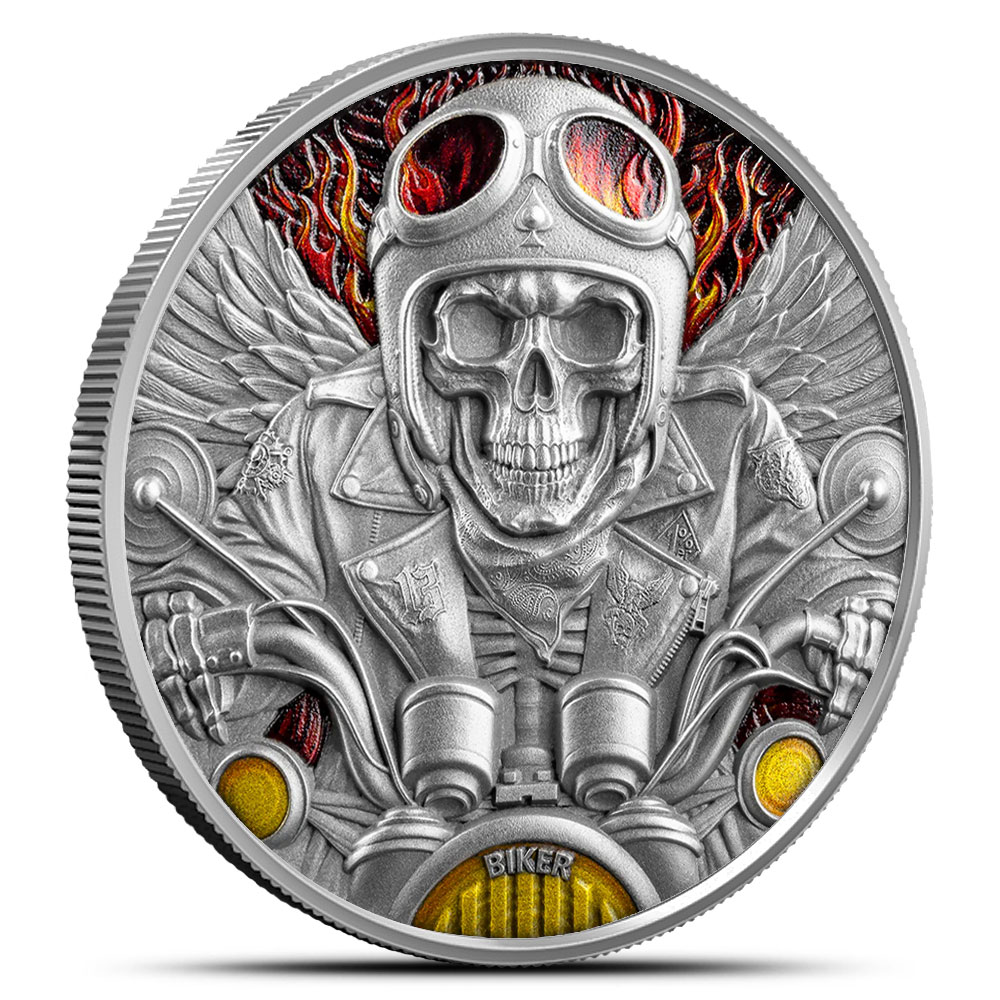 Buy 2024 1 oz Antique Colorized Republic of Ghana Silver Biker