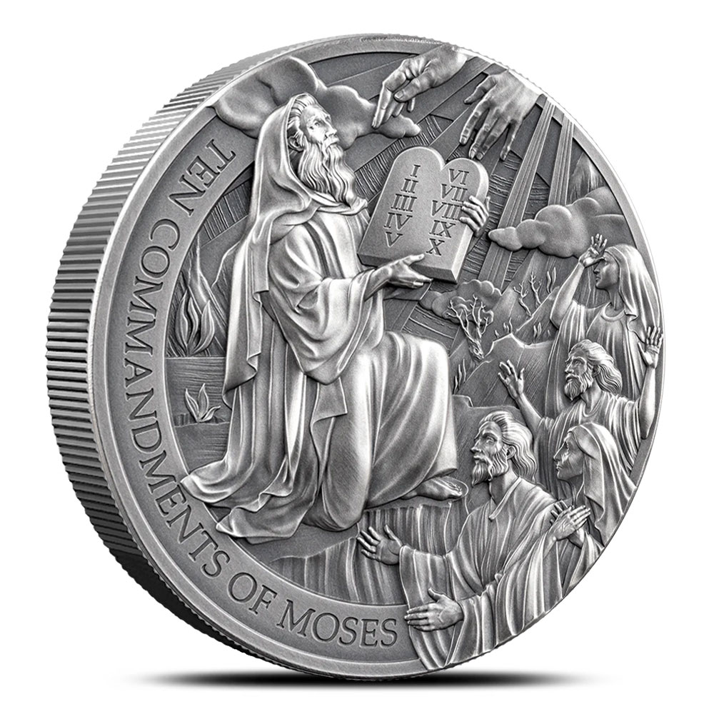 Buy 2024 2 oz Antique Cameroon Silver The Ten Commandments of Moses ...