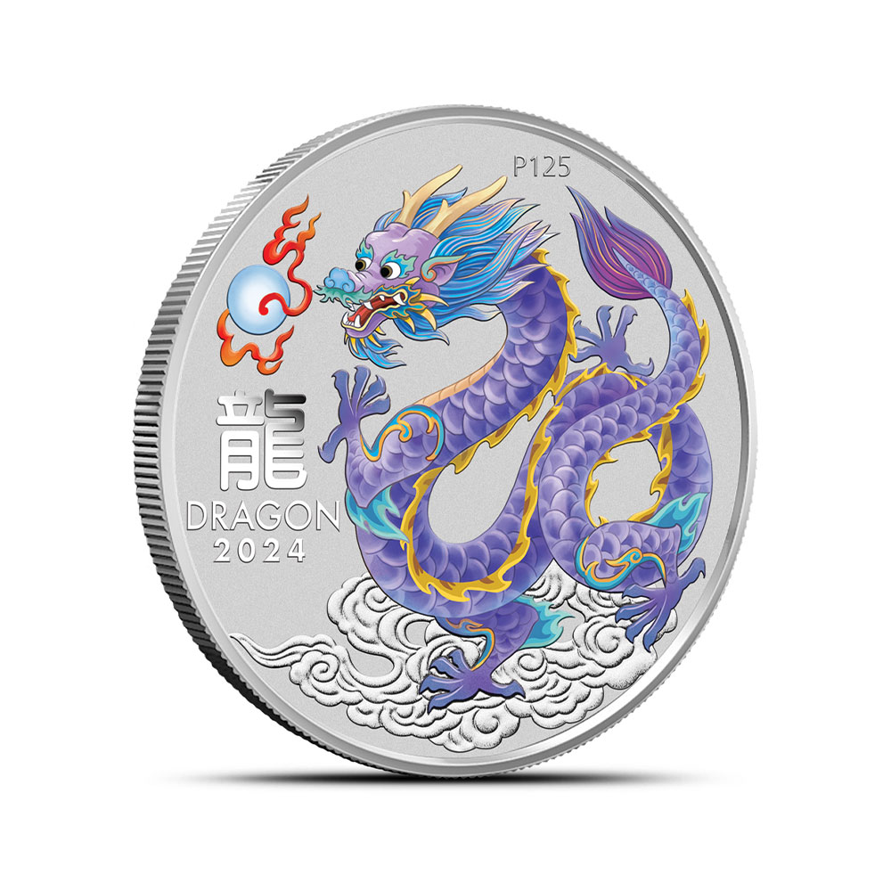 Buy 2024 1/2 oz Colorized Australian Silver Lunar Lilac Dragon