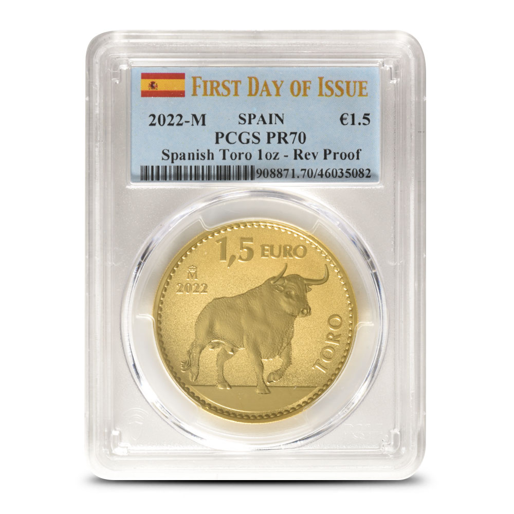 Buy 2022 1 oz Reverse Proof Royal Spanish Mint Bull Gold Coin PCGS PR70 |  BullionMax ™