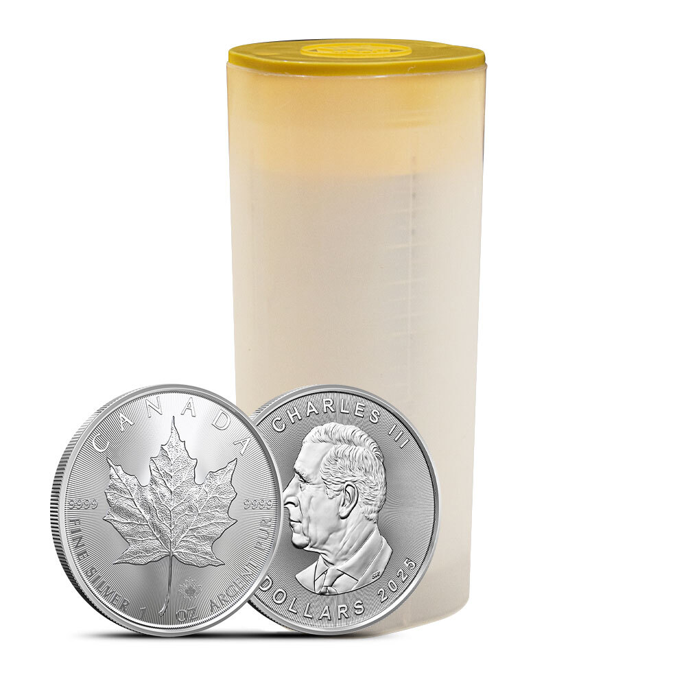 Buy 2025 1 oz Canadian Silver Maple Leaf Tube (25 Coins, BU) | BullionMax ™