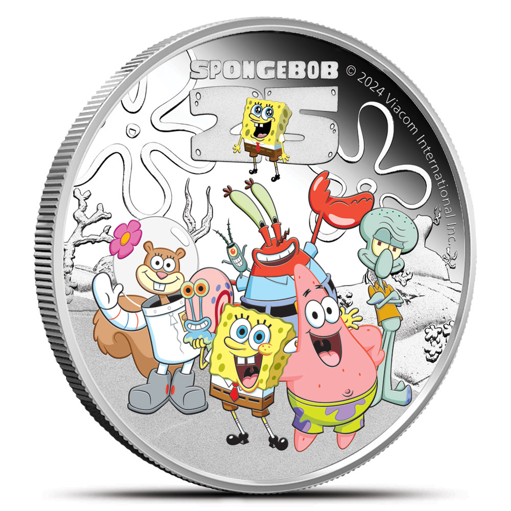 Buy 2024 1 oz Proof Colorized Tuvalu Silver Spongebob Squarepants