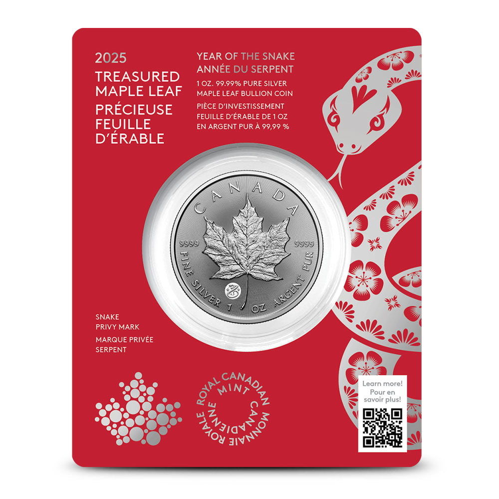 Buy 2025 1 oz Canadian Silver Treasured Maple Leaf Lunar Snake