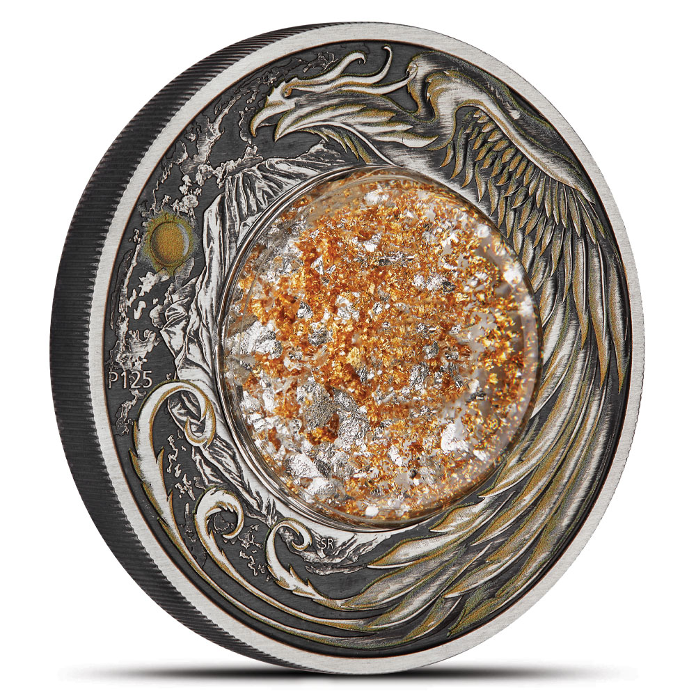 Buy 2024 2 oz Antique Colorized Tuvalu Silver Alicanto Coin (Box +