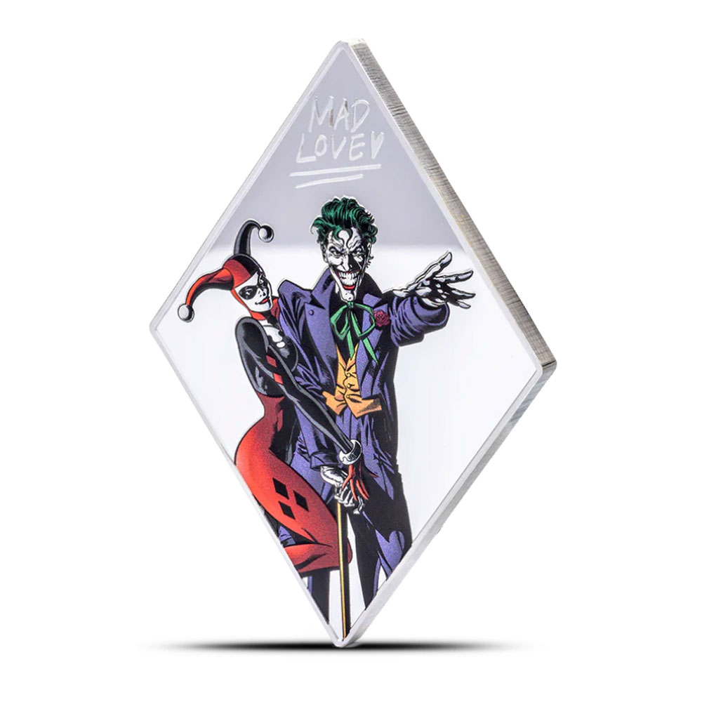JOKER D CRYSTAL NEW MOON ニュームーン Buy 2024 3 oz Proof Colorized Niue Silver The Joker & Harley Quinn