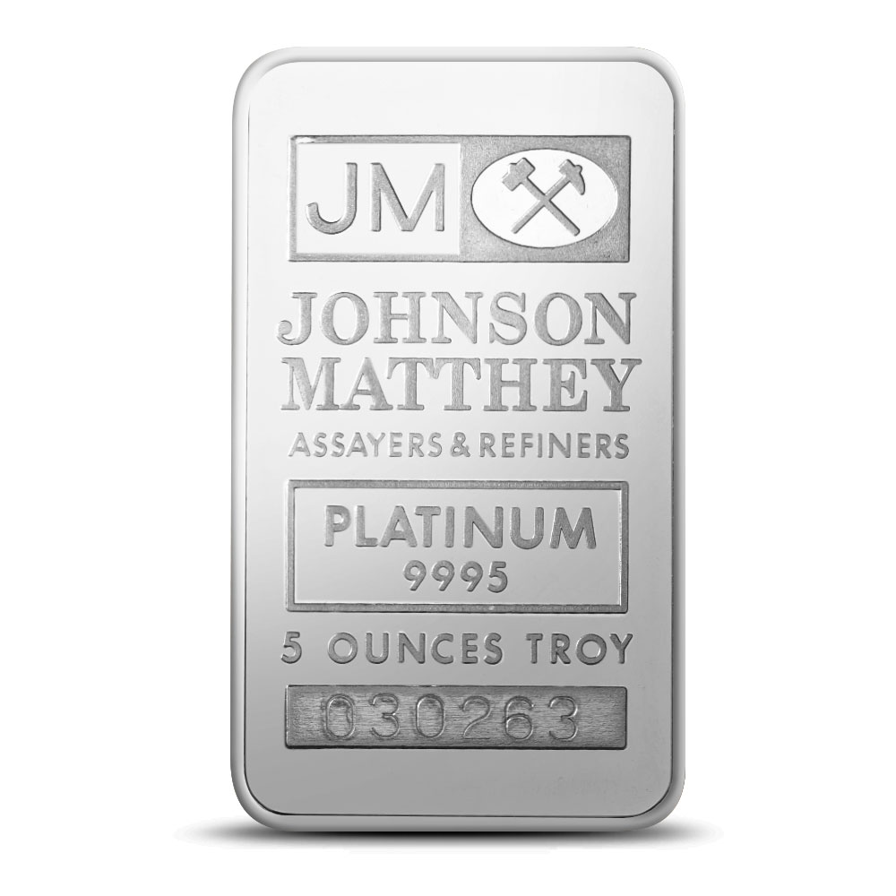 【保証書付/極美品】ジョンソン・マッセイ 純銀 1オンスバー 5枚セット JM Buy 5 oz Johnson Matthey Platinum Bar (Secondary Market