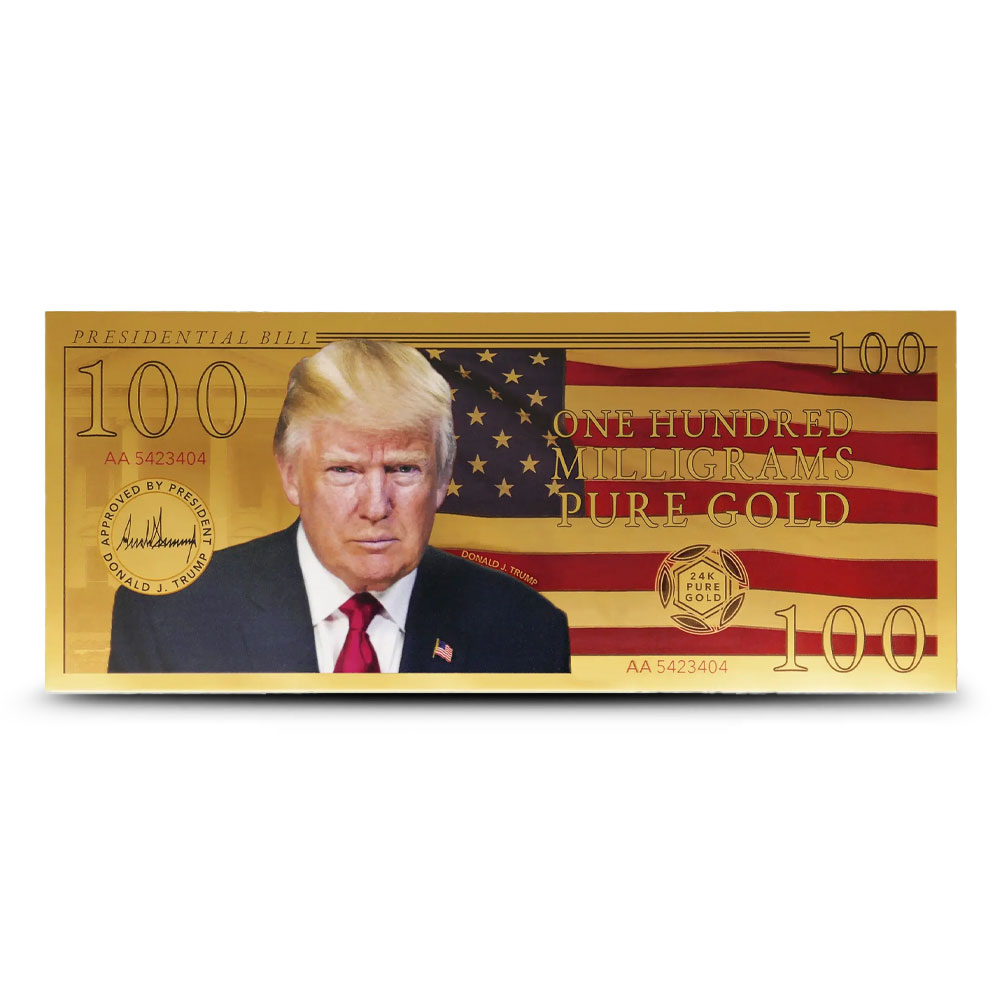 Buy 2025 100 Milligram Aurum Trump Presidential Bill Gold Note (New, White  House Reverse) | BullionMax ™