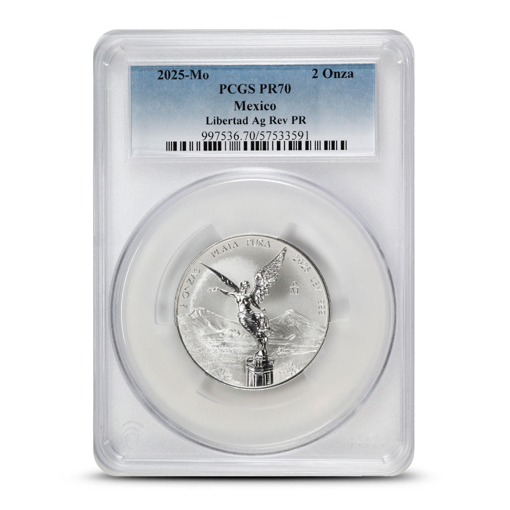 Buy 2025 2 oz Reverse Proof Mexican Silver Libertad Coin PCGS PR70 |  BullionMax ™